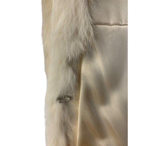 Vintage White Rabbit Fur Jacket S/M With Satin Lining & Hook Closure RN10523 - Picture 12 of 13